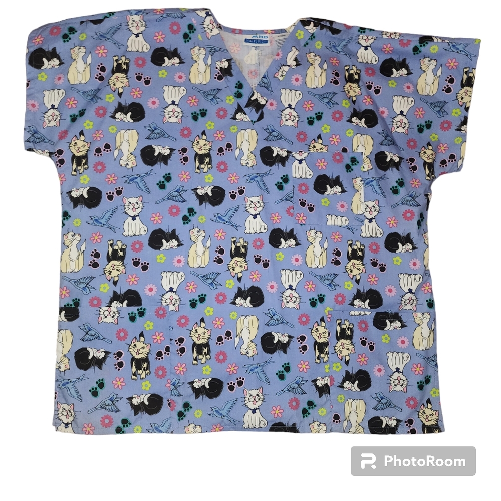 NWOT MHD SCRUBS Womens  Top Sz. XL (18) Cats